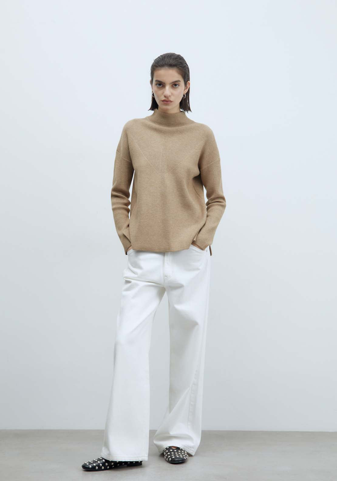 Sfera High-Neck Sweater - Camel Mink 5 Shaws Department Stores
