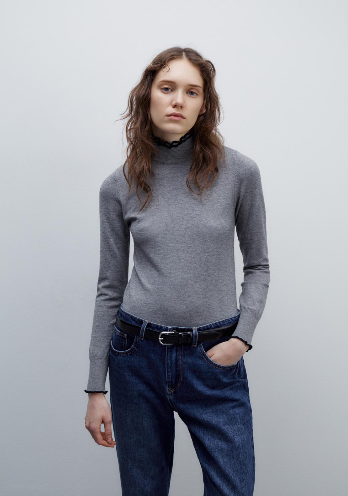 Sfera High-neck sweater - Grey Mink 1 Shaws Department Stores