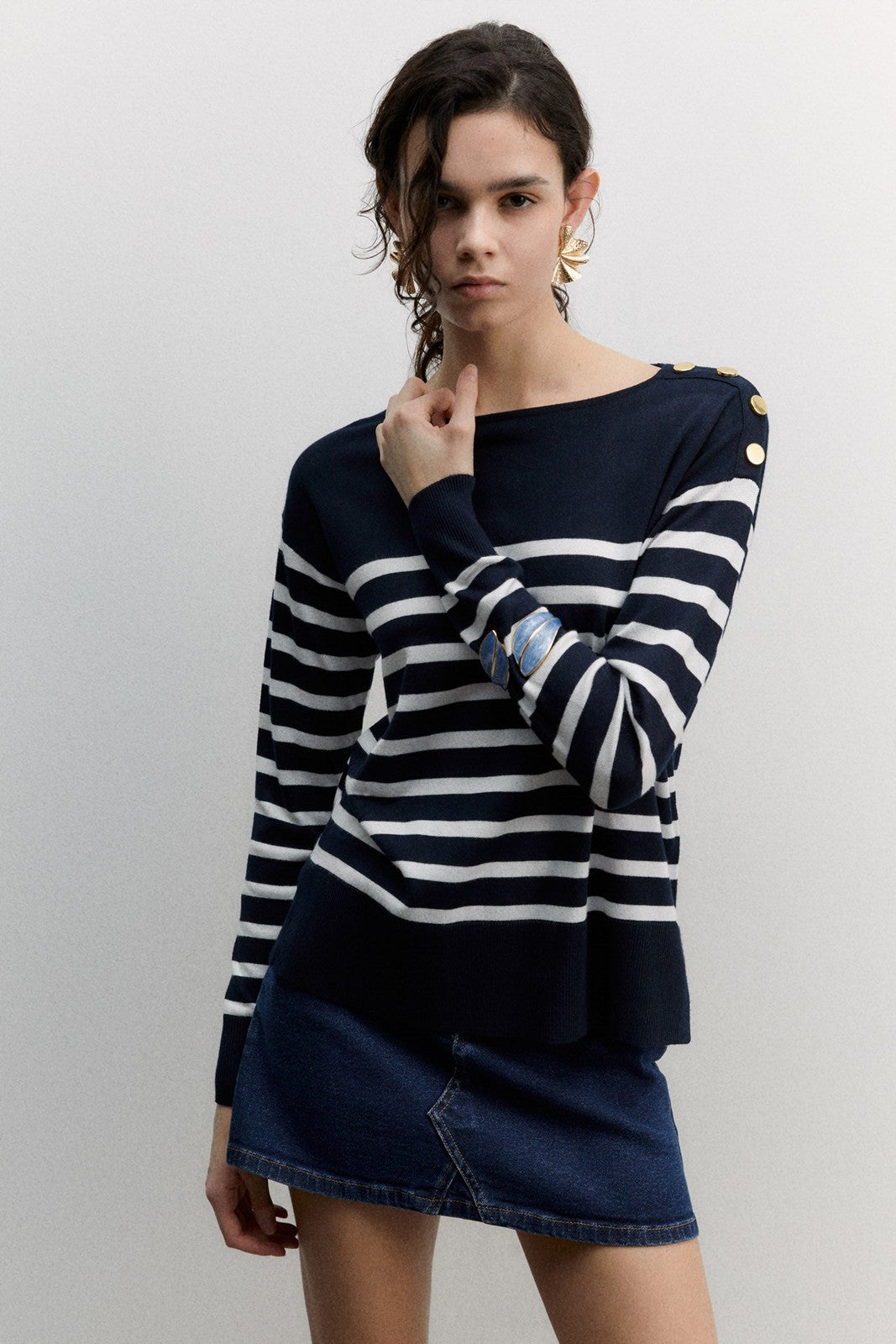 Sfera Knit sweater - Navy 1 Shaws Department Stores