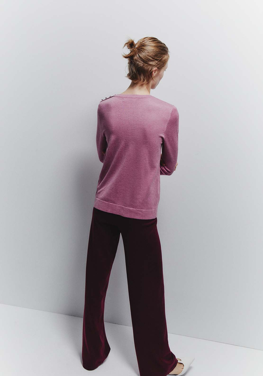 Jewel Button Sweater - Pink