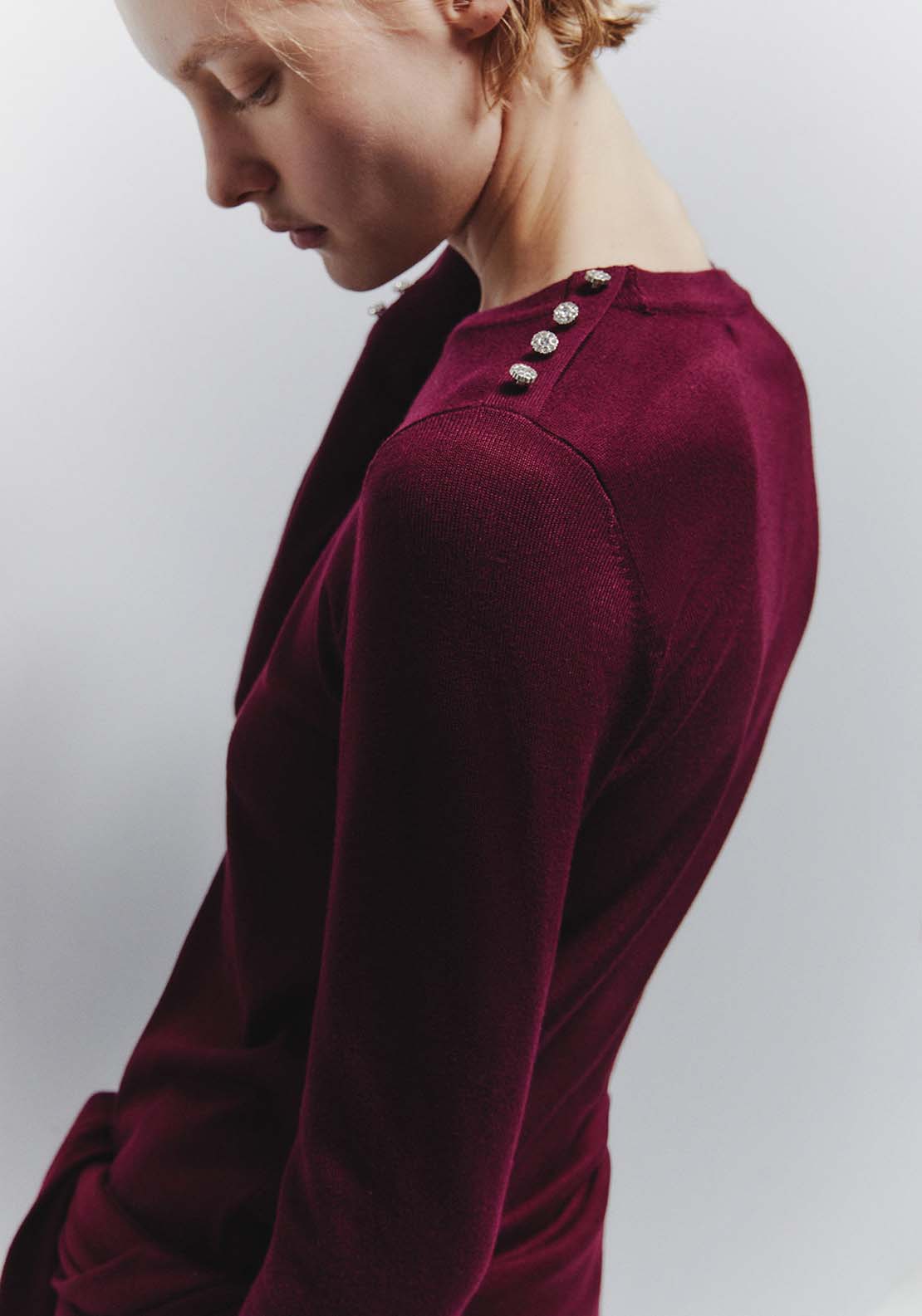 Jewel Button Sweater - Red