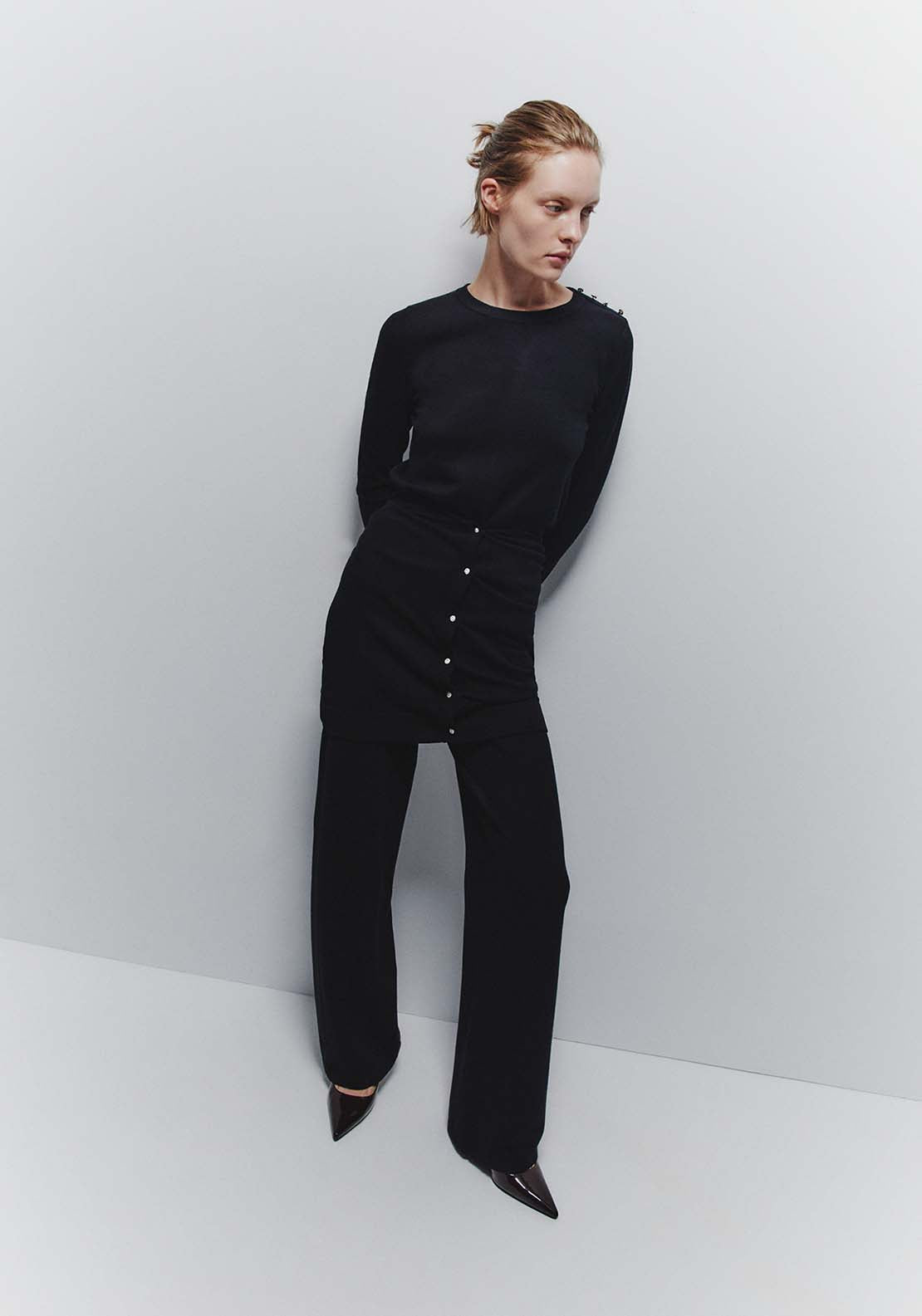 Jewel Button Sweater - Black