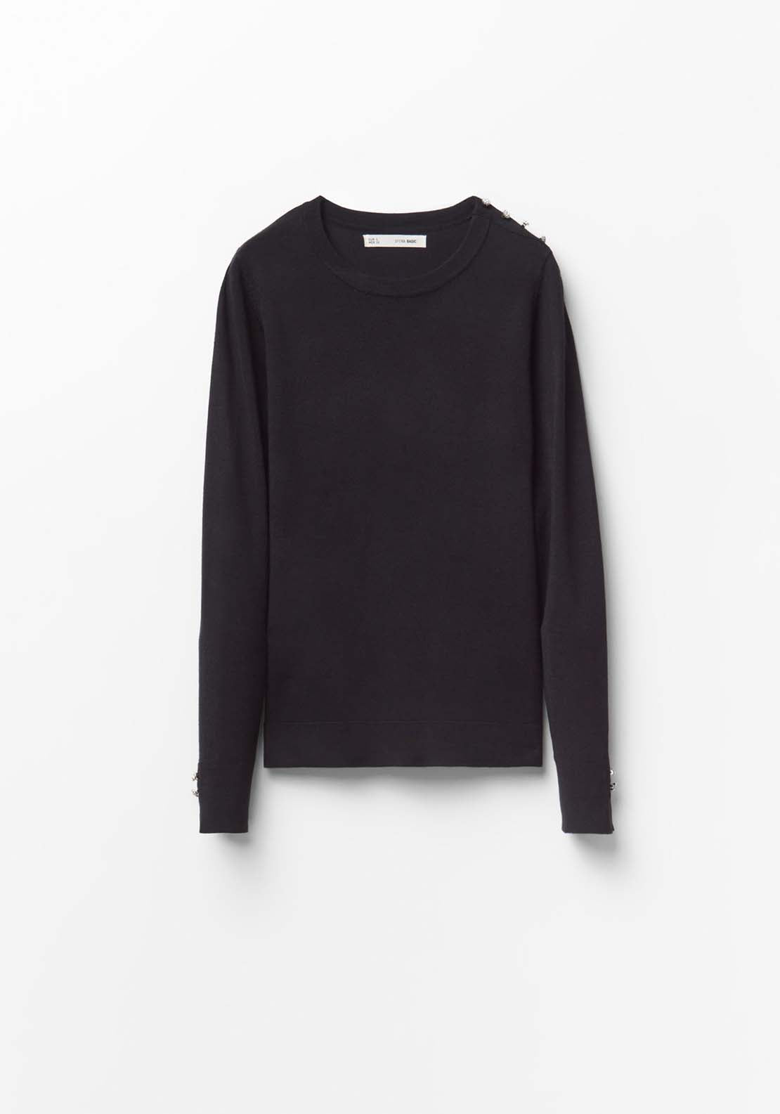 Jewel Button Sweater - Black