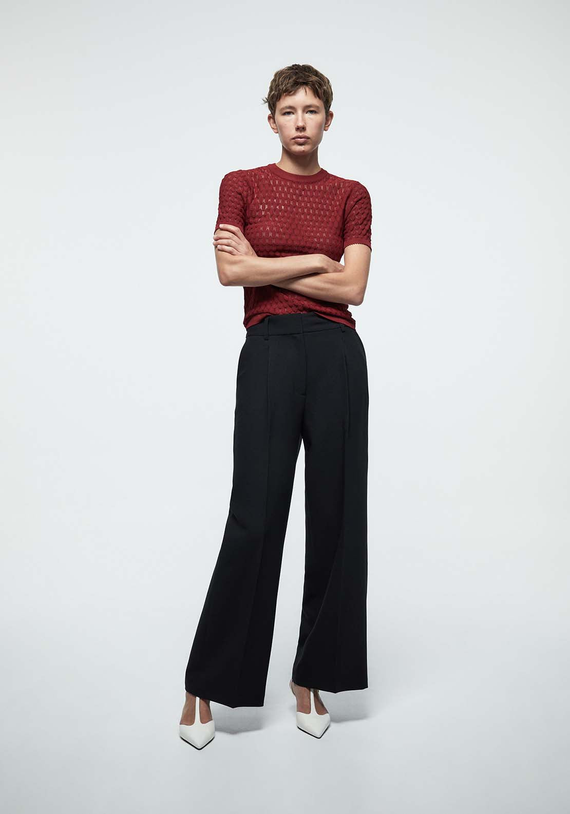 Openwork Sweater - Bermellon