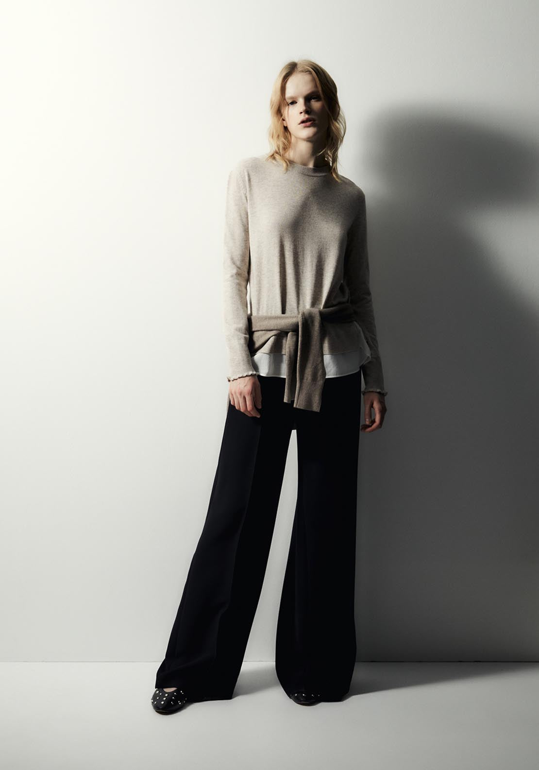 Sfera Contrast Hem Knit Sweater - Melange Light 3 Shaws Department Stores