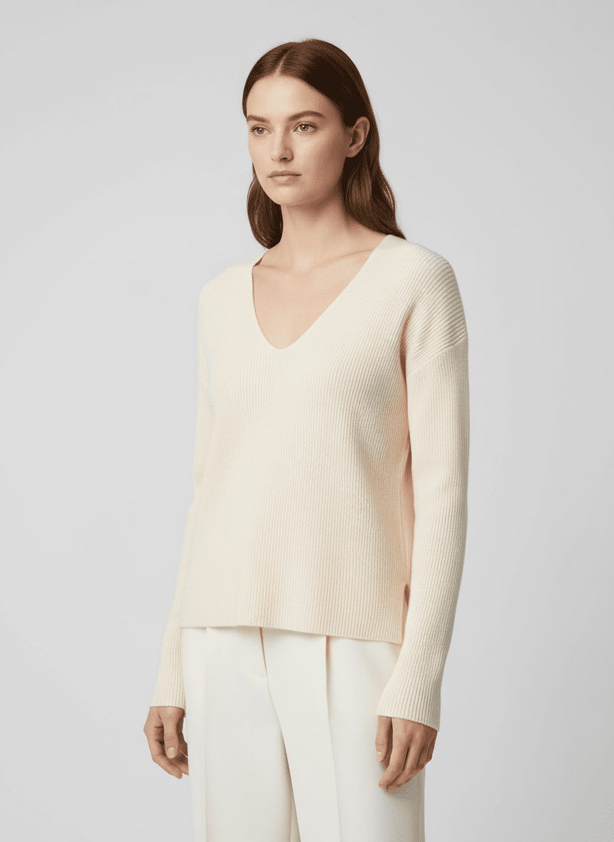 Sfera V-Neck Sweater - Cream 1 Shaws Department Stores