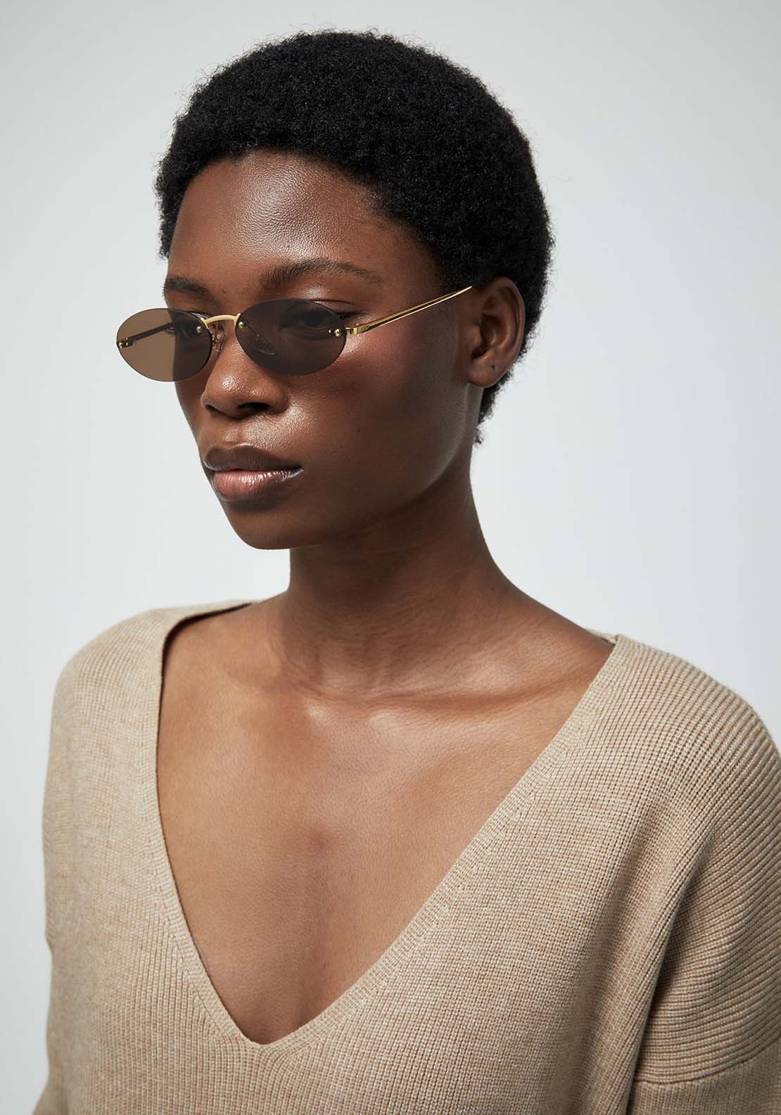 V-Neck Sweater - Brown