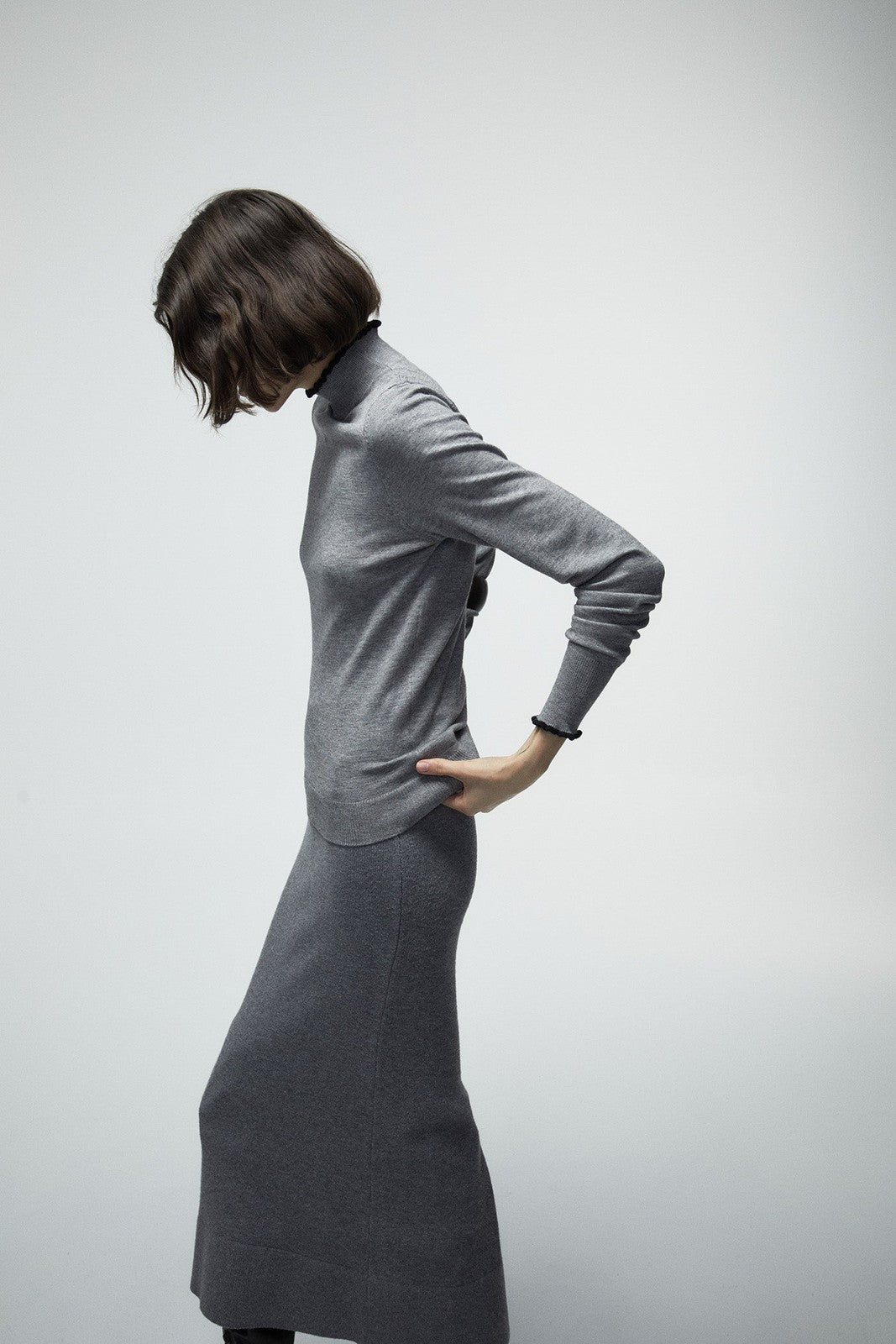 Mock Neck Sweater - Grey