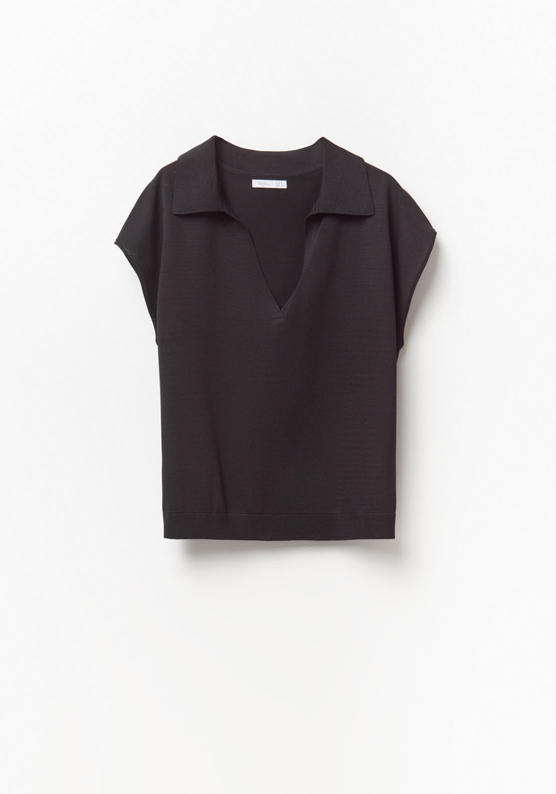 Knit Polo Sweater - Black