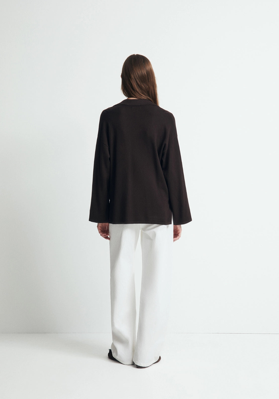 Knit Polo Sweater - Brown