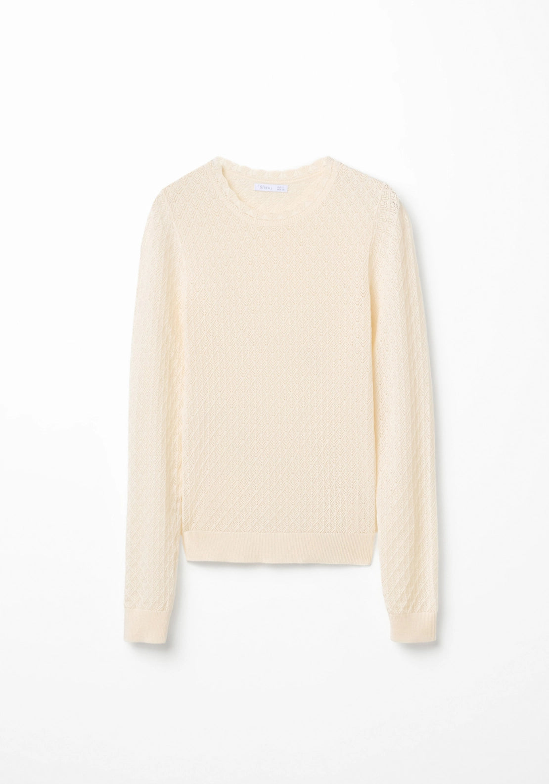 Pointelle Crew Sweater - Cream