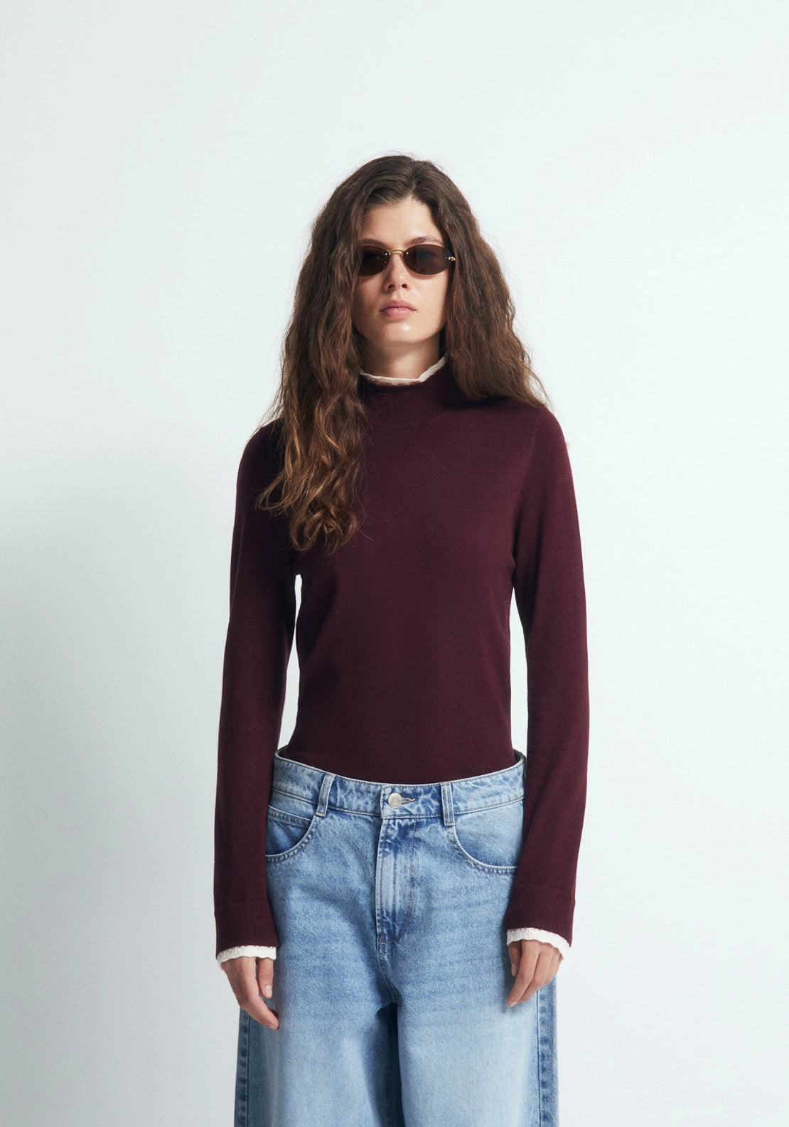Pointelle Detail Sweater - Red