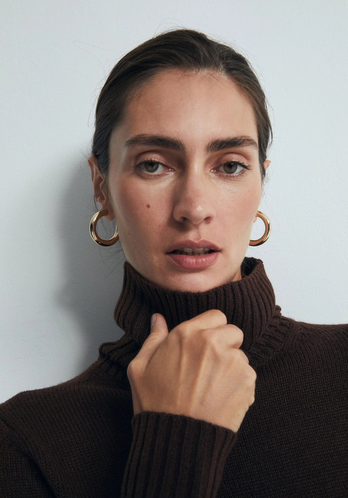 Roll Neck Sweater - Dark Brown