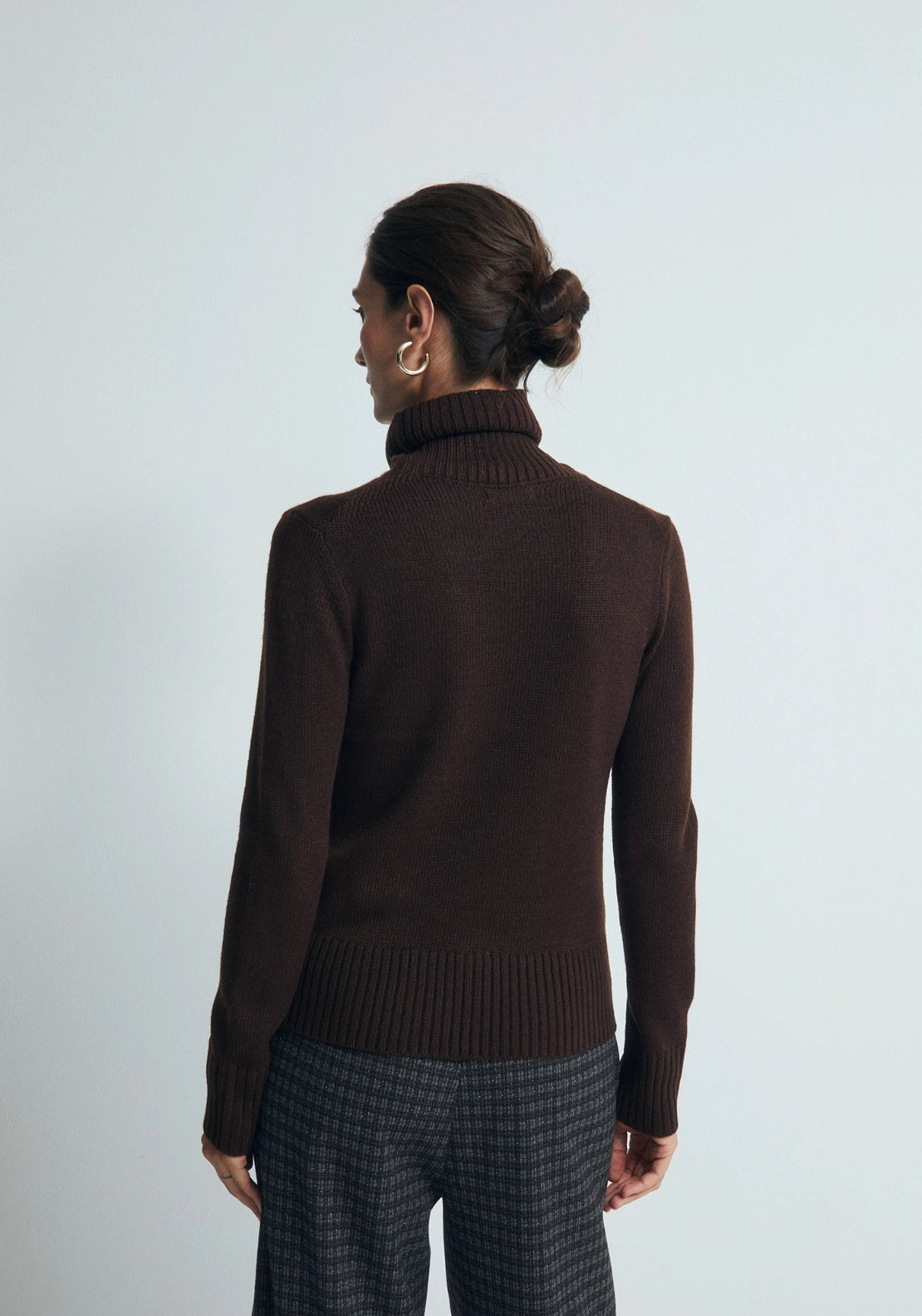 Roll Neck Sweater - Dark Brown