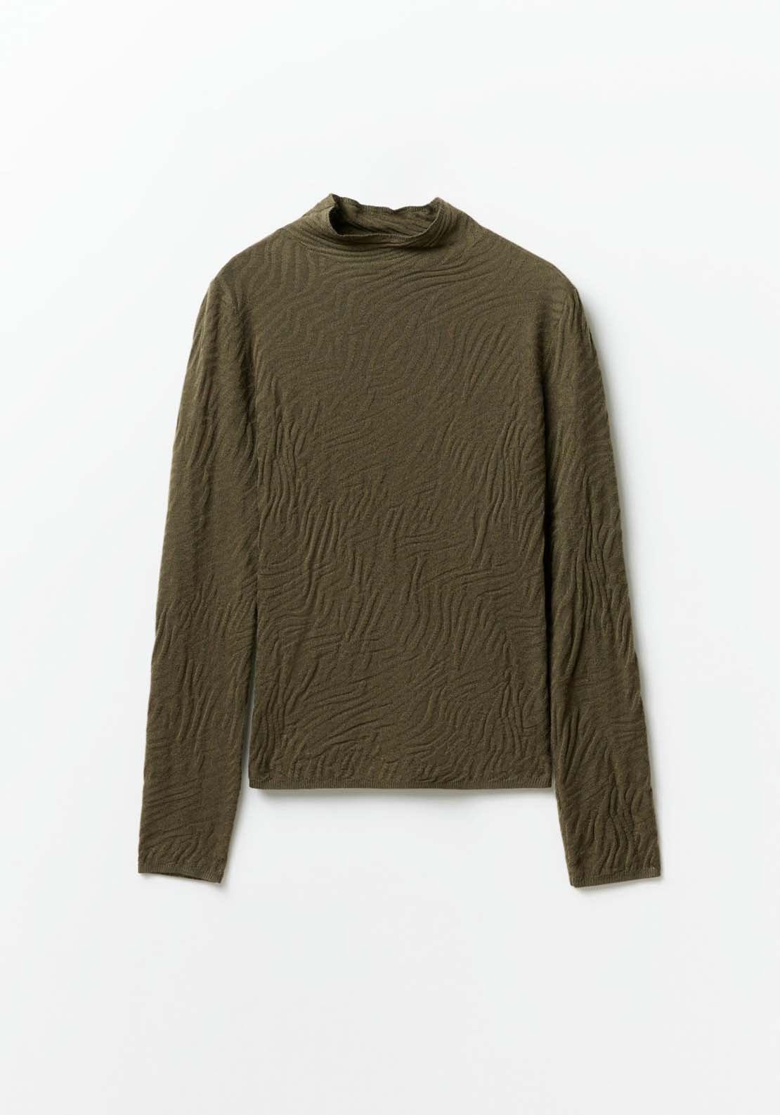 Sfera Animal print jacquard sweater - Khaki 6 Shaws Department Stores