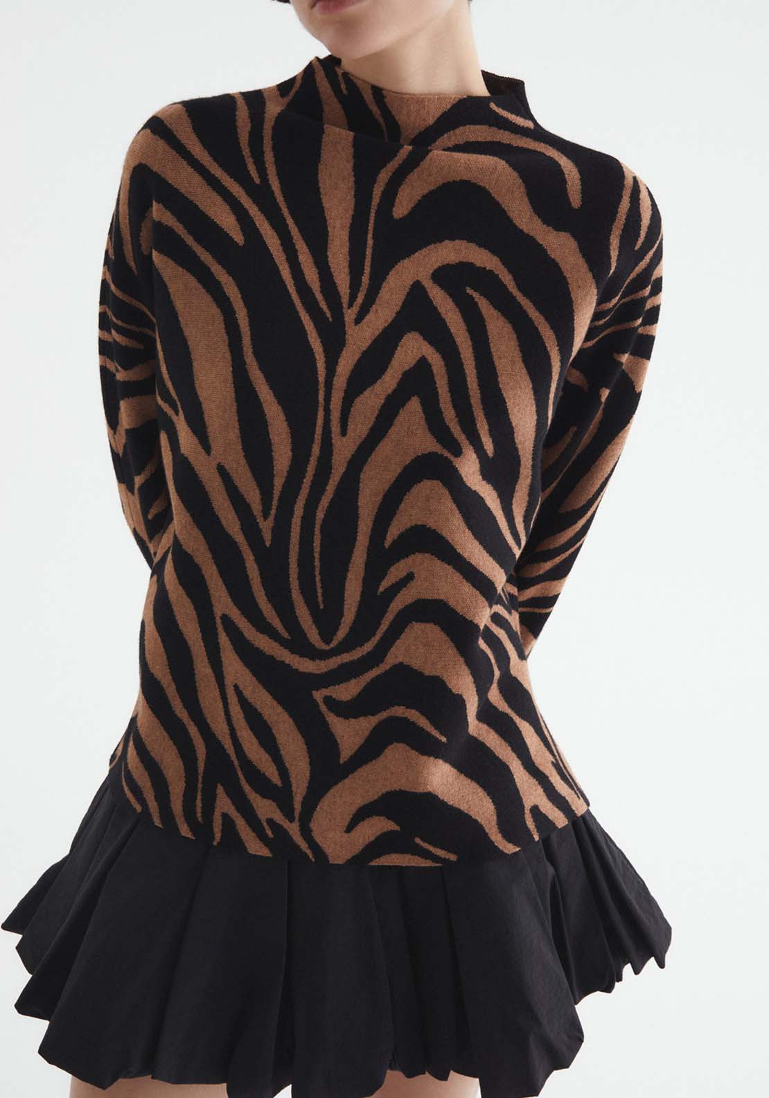 Sfera Animal Print Jumper - Hazelnut 2 Shaws Department Stores