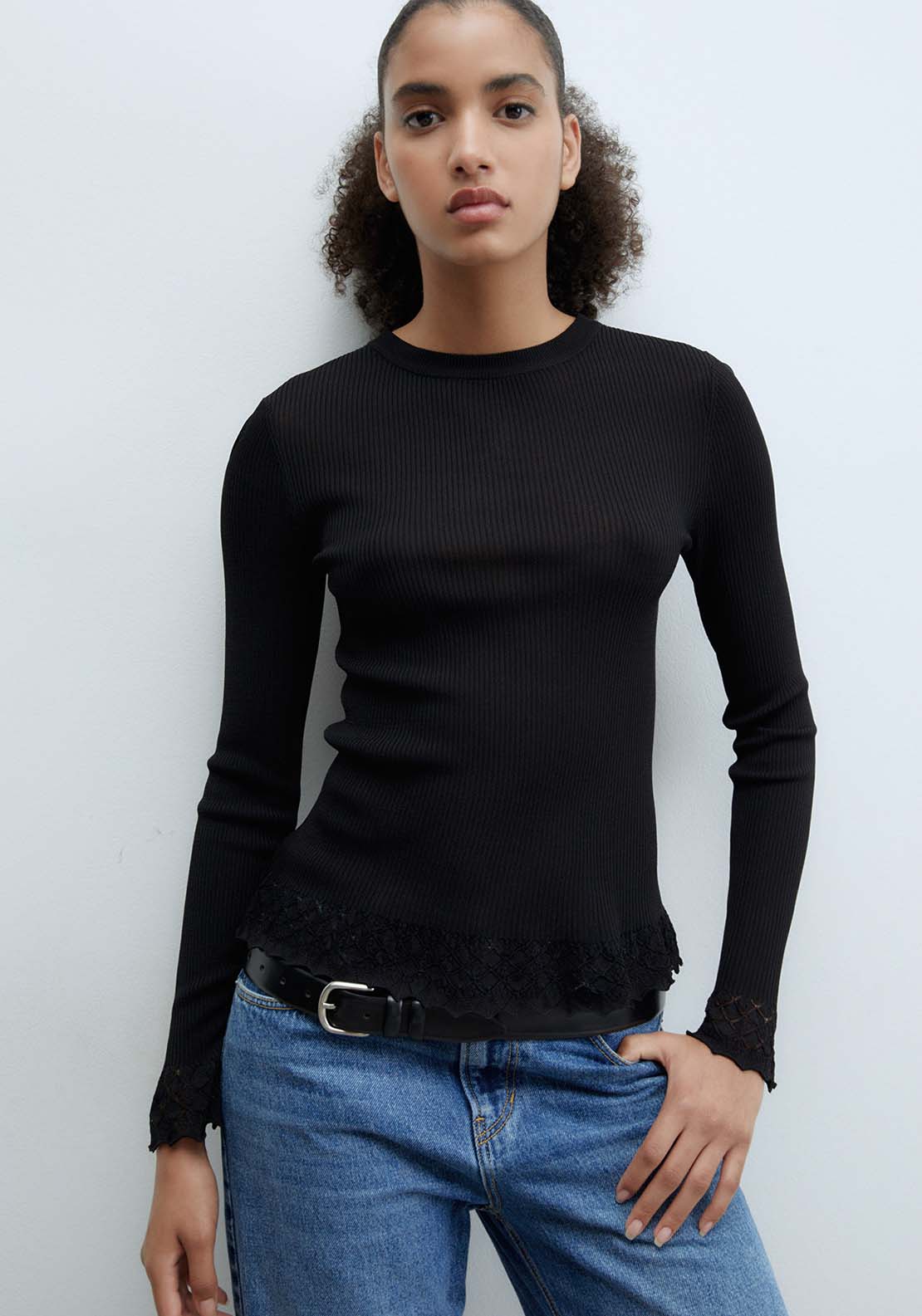 Sfera Round-Neck Sweater - Black 1 Shaws Department Stores