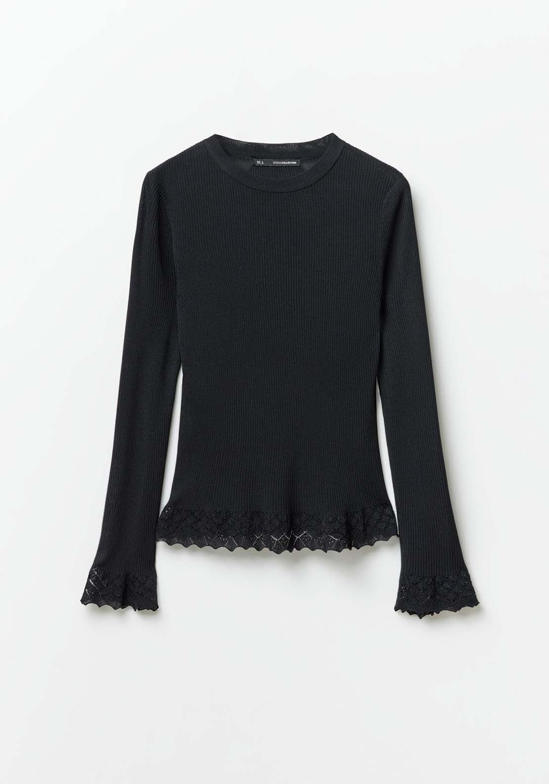 Sfera Round-Neck Sweater - Black 6 Shaws Department Stores