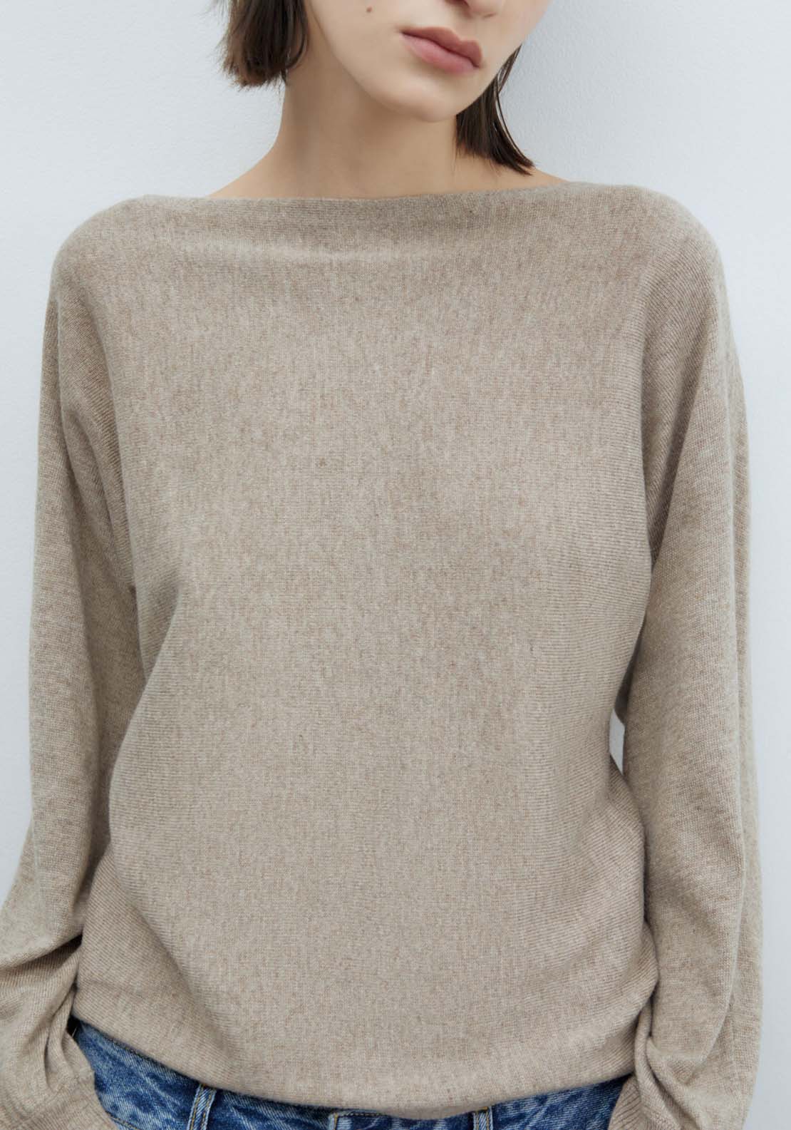 Sfera Boat Neck Sweater - Taupe Mink 3 Shaws Department Stores