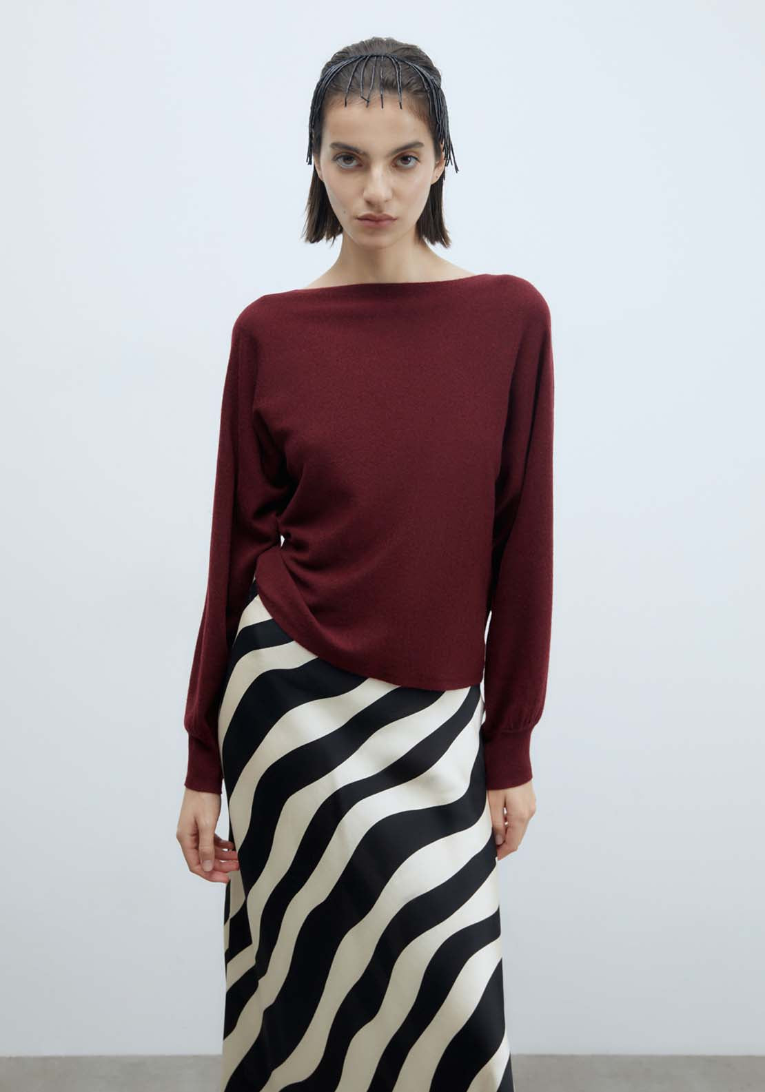 Sfera Boat Neck Sweater - Burgund 4 Shaws Department Stores