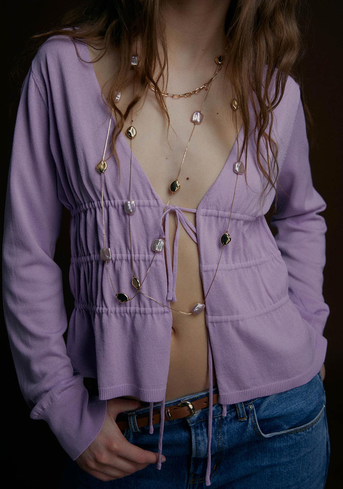 Sfera Long Sleeve Top - Mauve 1 Shaws Department Stores