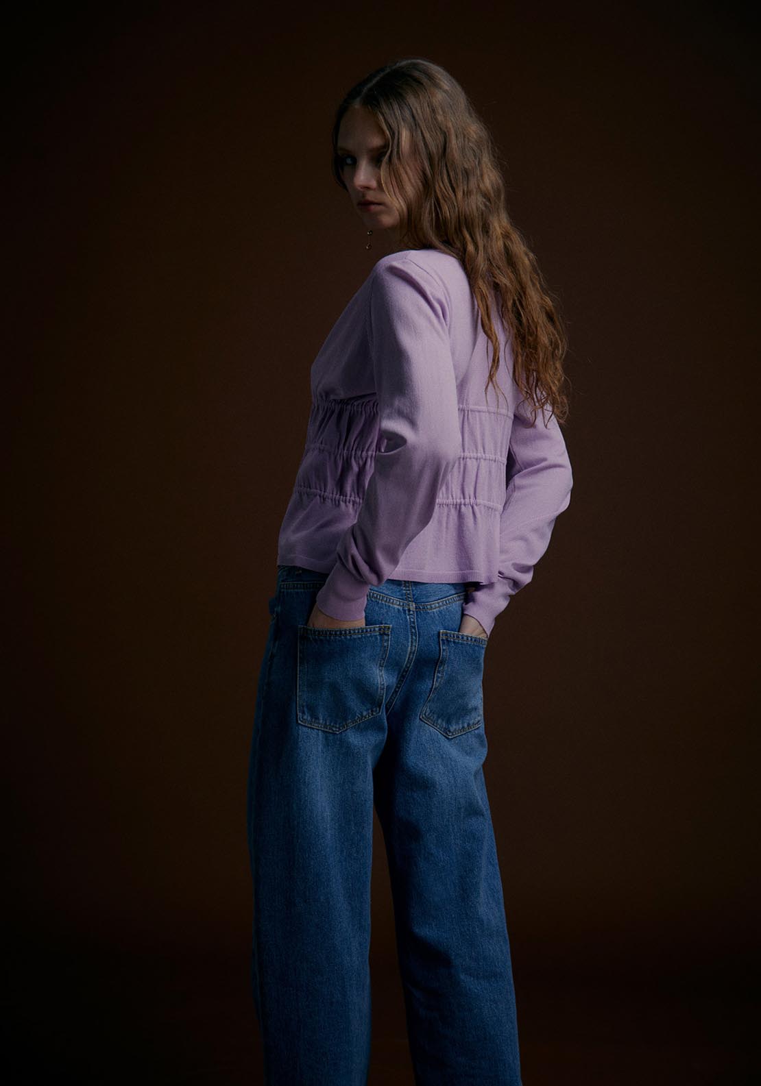Sfera Long Sleeve Top - Mauve 2 Shaws Department Stores