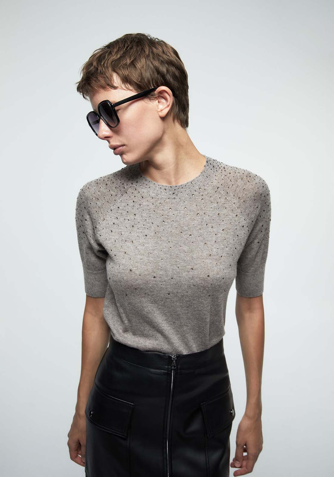 Diamanté Sweater - Melange Light
