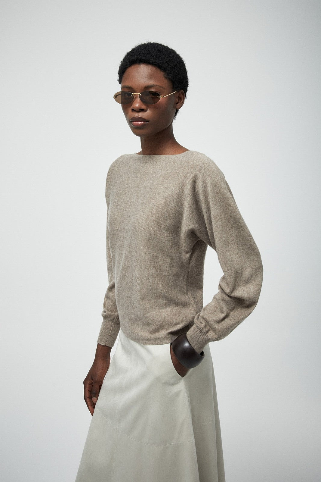 Scoop Neck Sweater - Melange Light