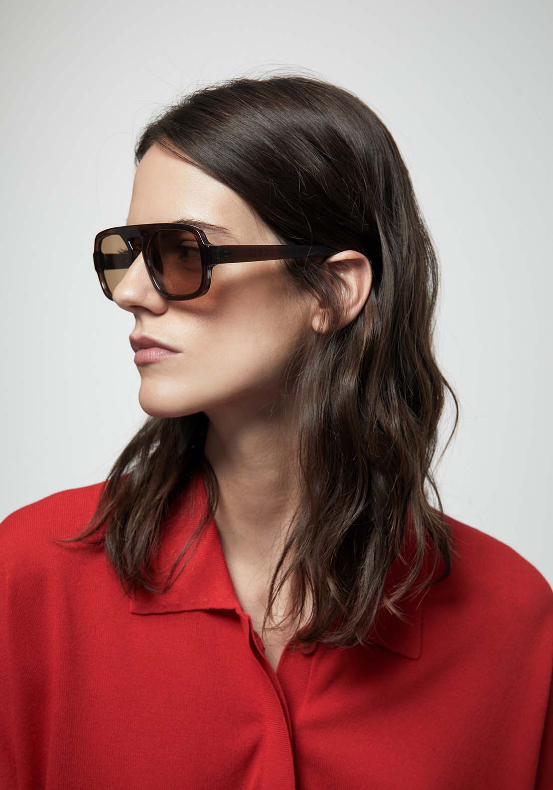 Polo Collar Sweater - Red