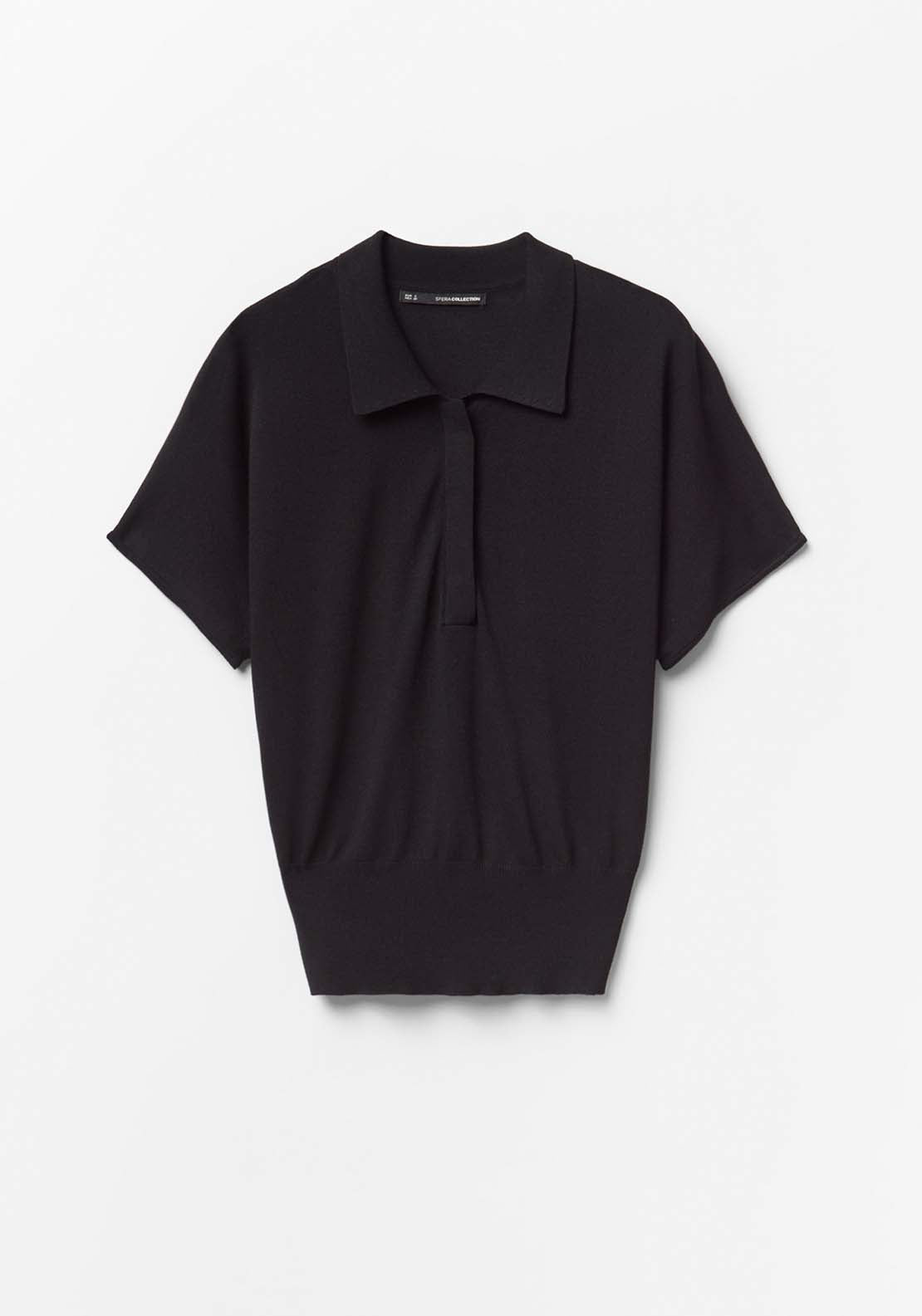 Polo Collar Sweater - Black