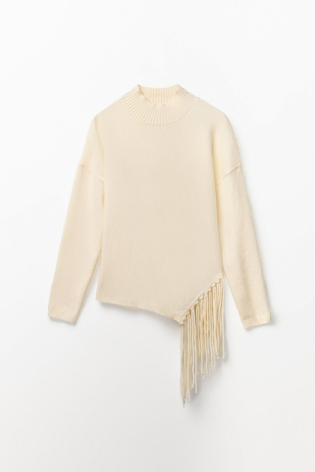 Side Fringe Sweater - Cream