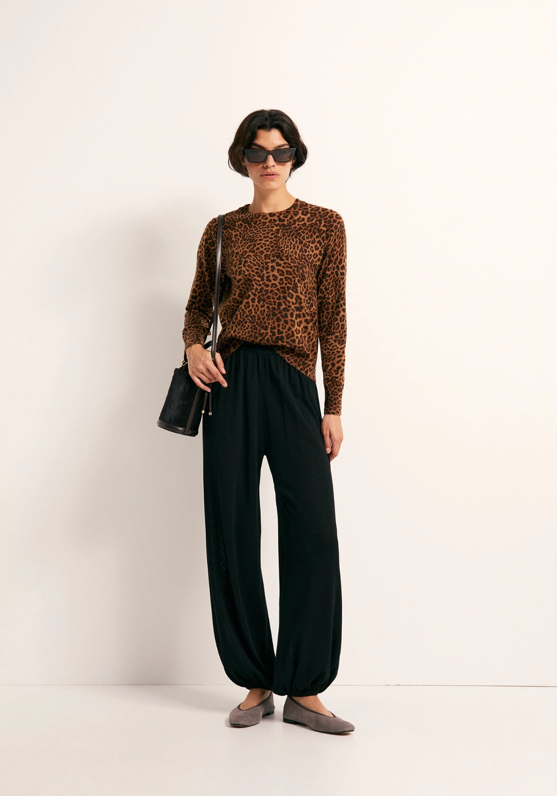 Animal Print Sweater - Beige Camel