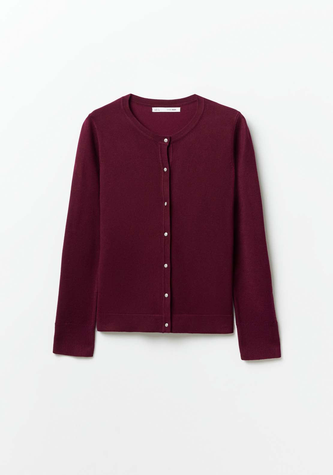 Sfera Jewel buttons cardigan - Burgundy 6 Shaws Department Stores