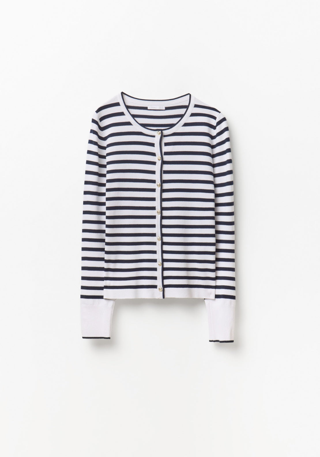 Stripe Print Knit Cardigan - White