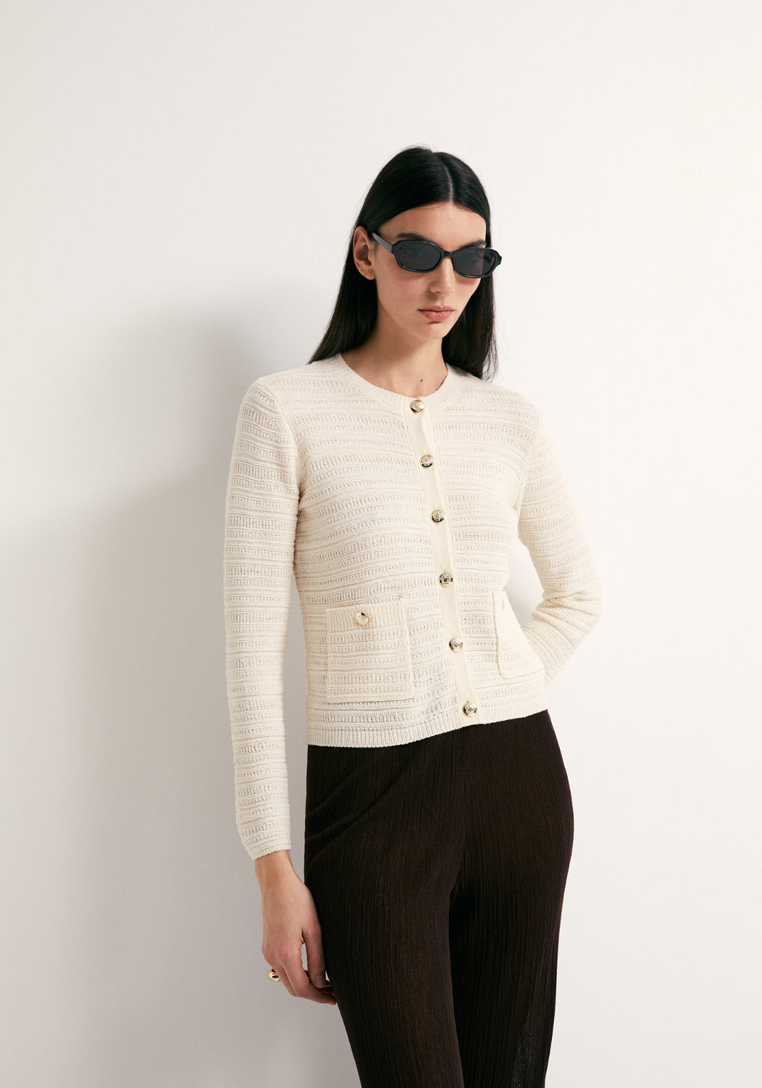 Structured Knit Cardigan - Cream