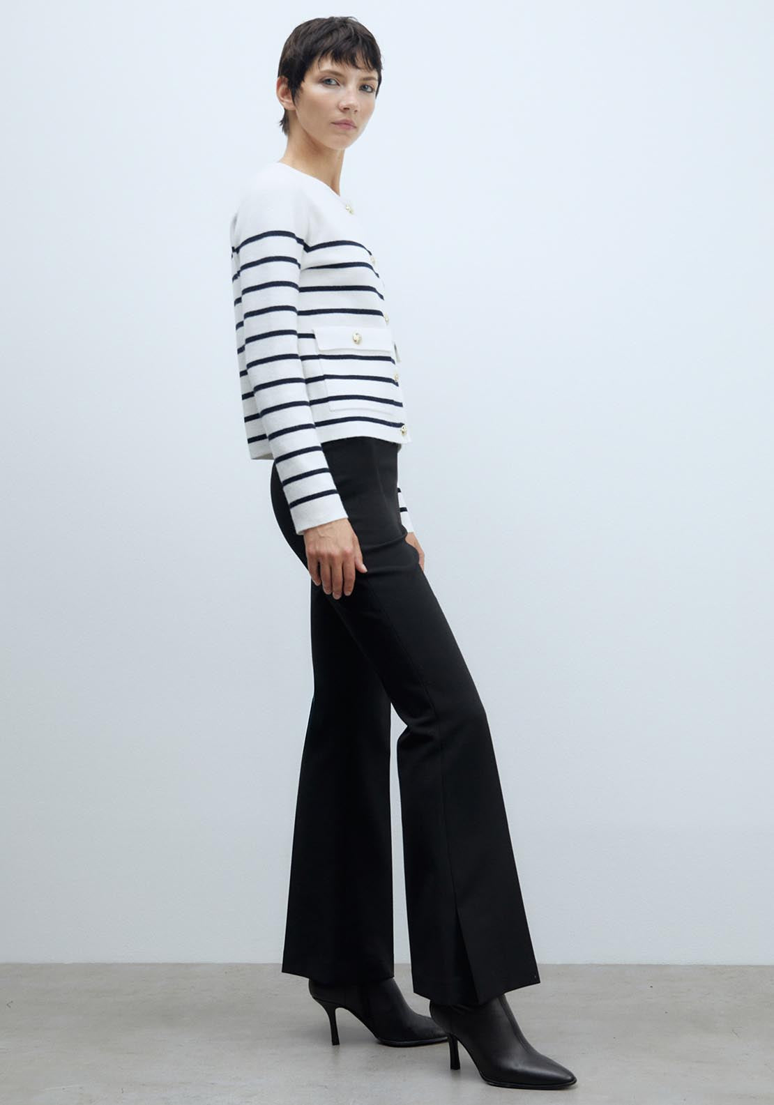 Sfera Pockets striped cardigan - White 2 Shaws Department Stores