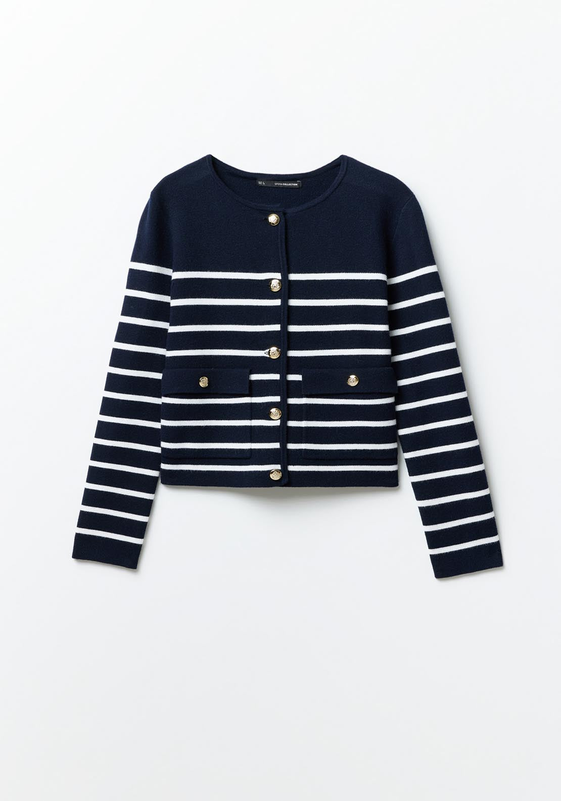 Sfera Pockets striped cardigan - Navy 7 Shaws Department Stores