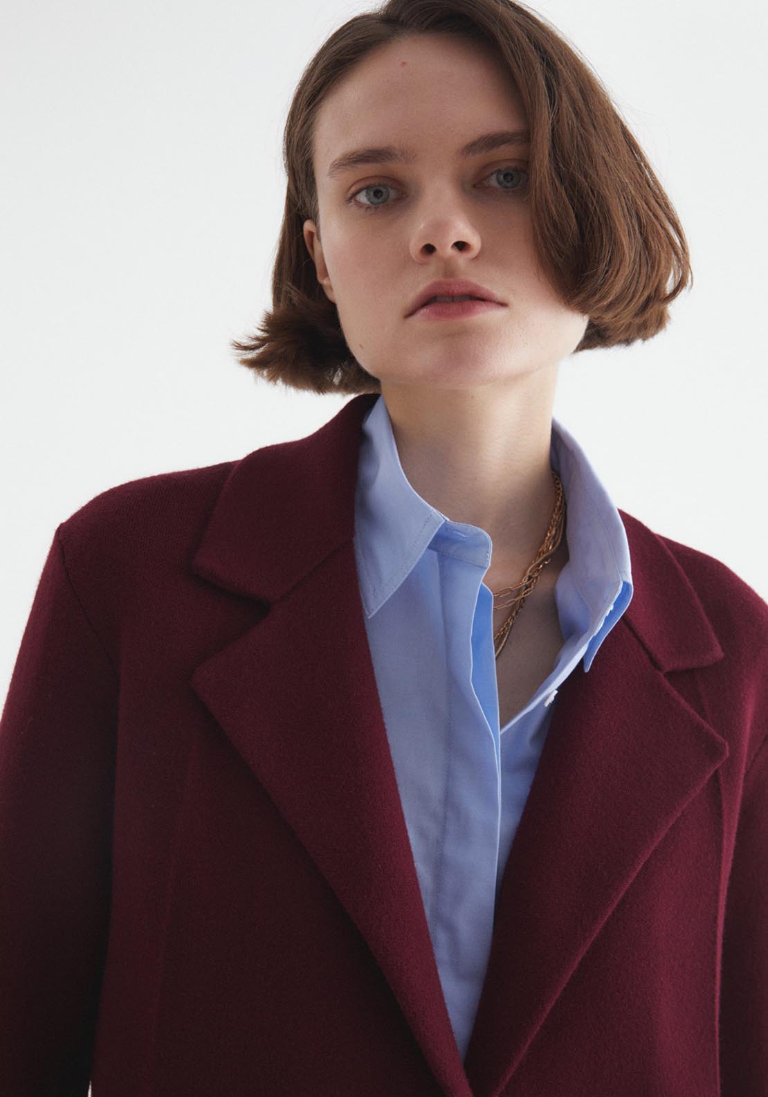 Sfera Pockets lapel collar coat - Currant 6 Shaws Department Stores