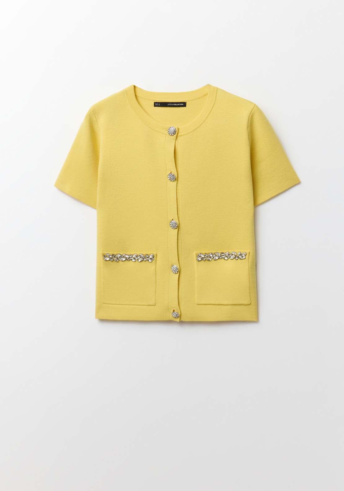Sfera Bejewelled Buttons Cardigan - Yellow 5 Shaws Department Stores