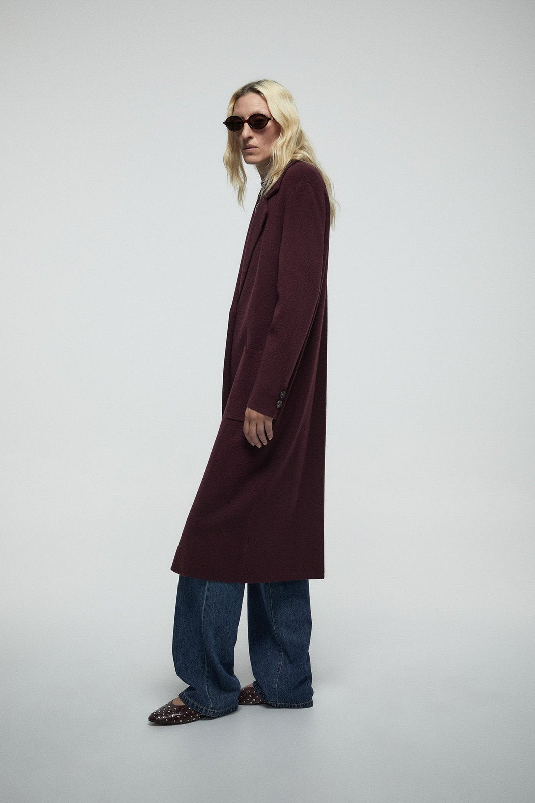 Pockets Lapel Collar Coat - Red