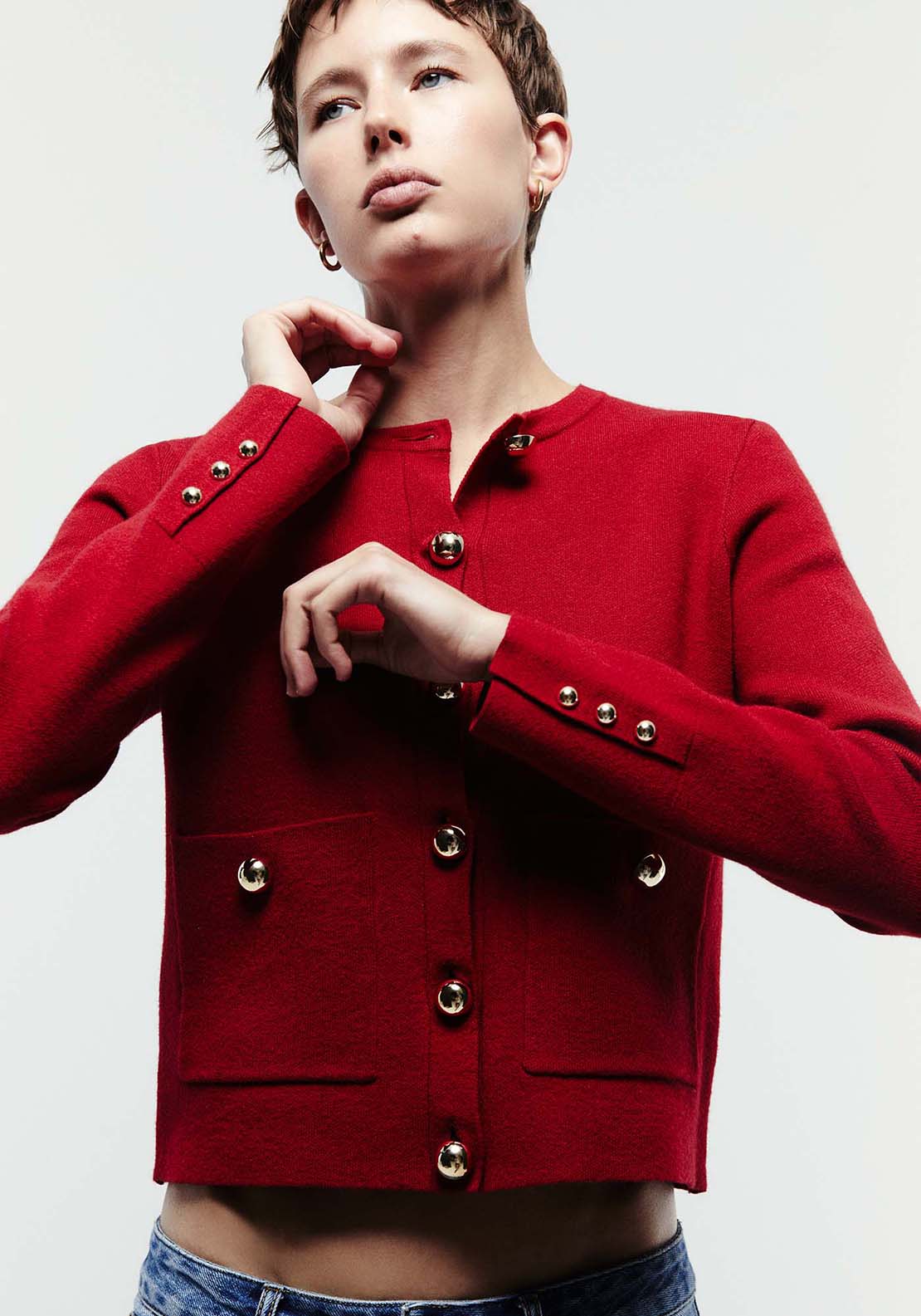 Short Cardigan - Red