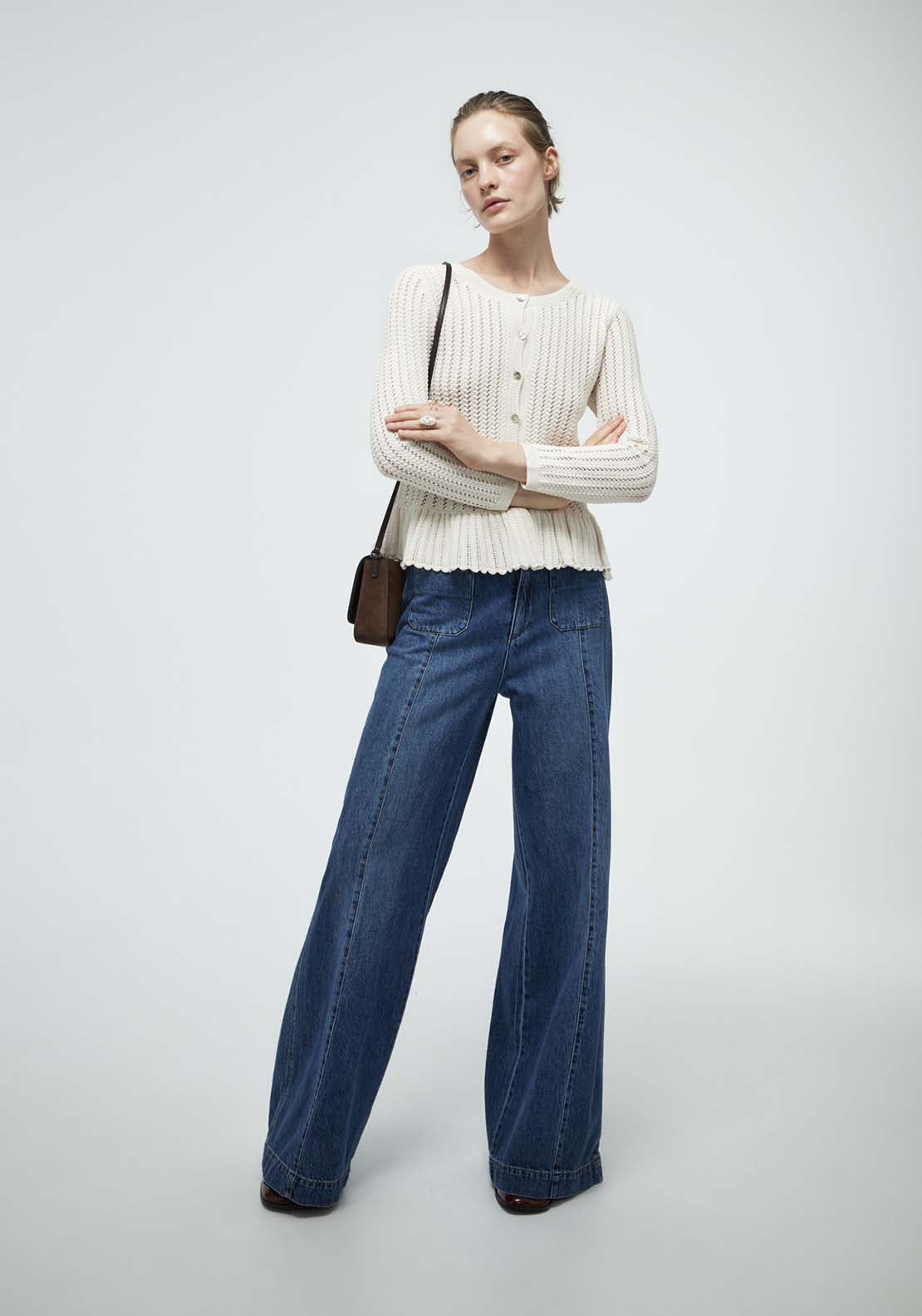Ruffle Hem Cardigan - Cream