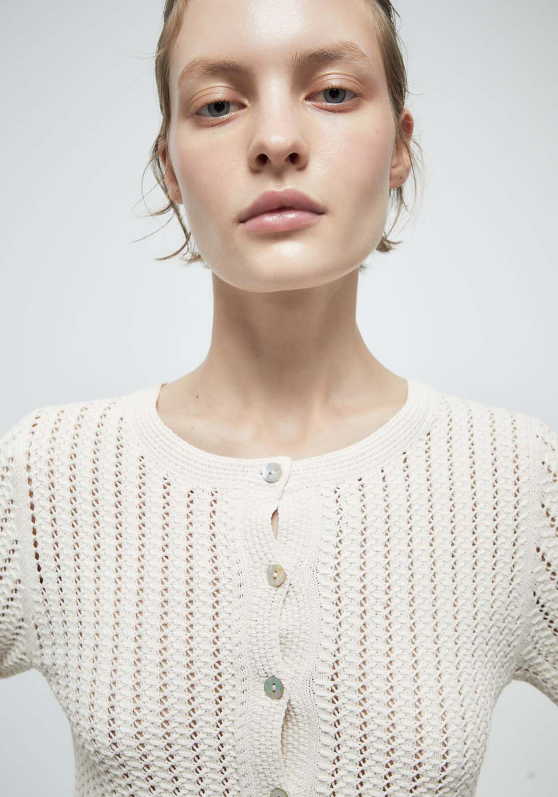 Ruffle Hem Cardigan - Cream