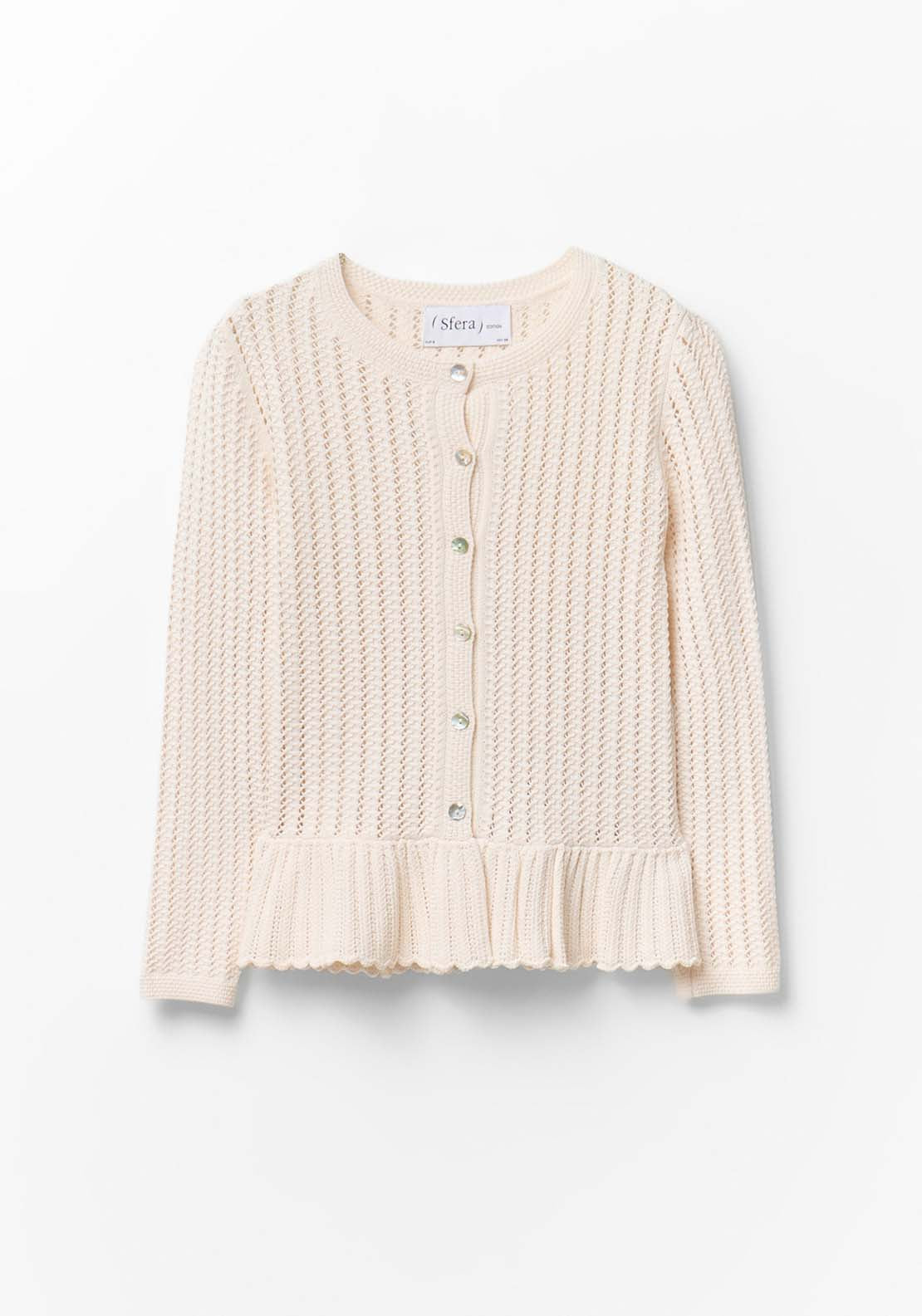 Ruffle Hem Cardigan - Cream
