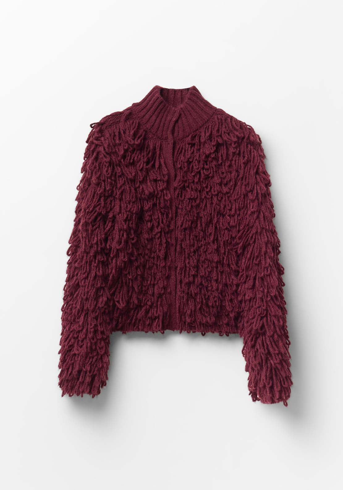 Curly Faux Fur Jacket - Red