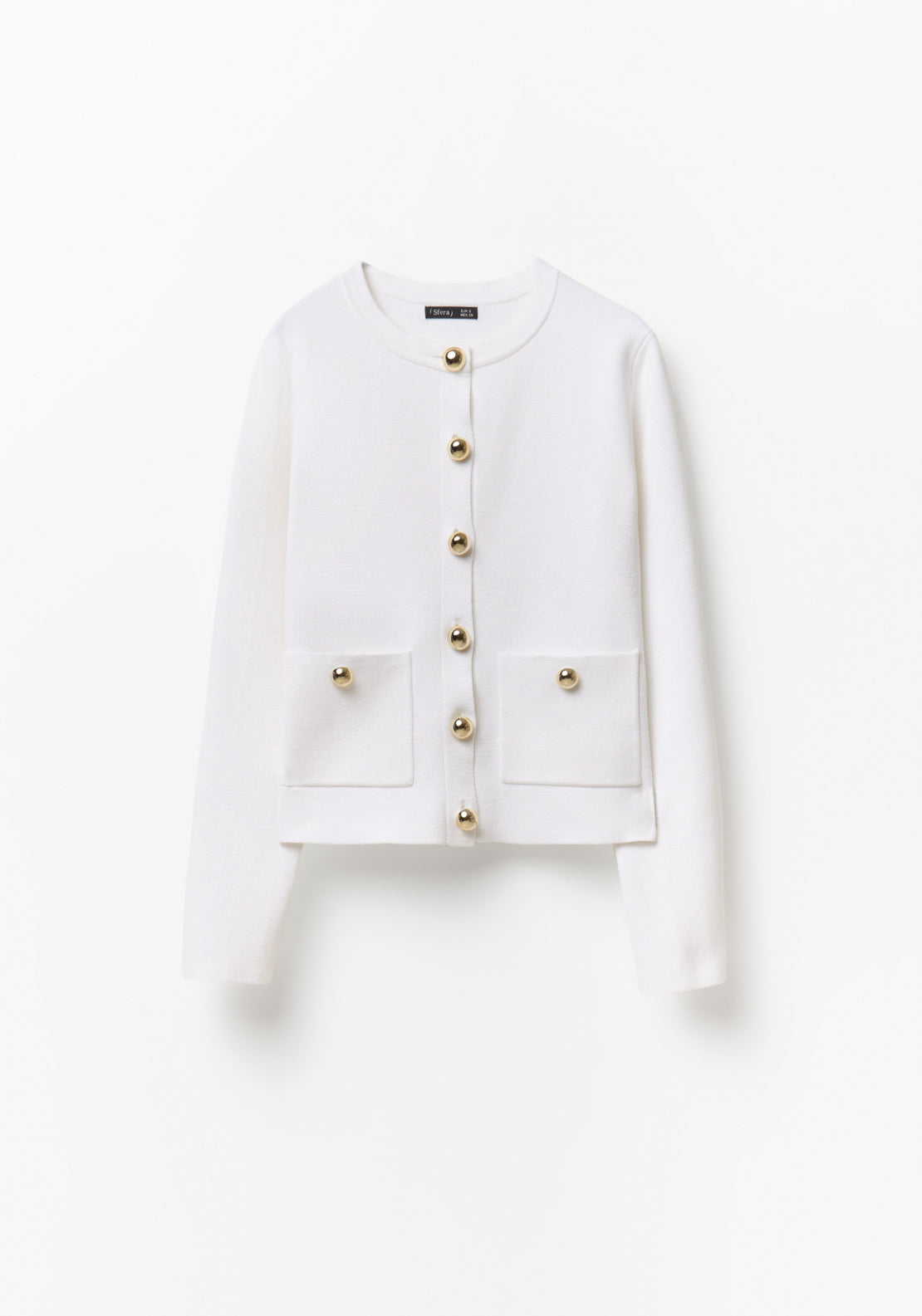 Sfera Plain Knit Cardigan - White 5 Shaws Department Stores