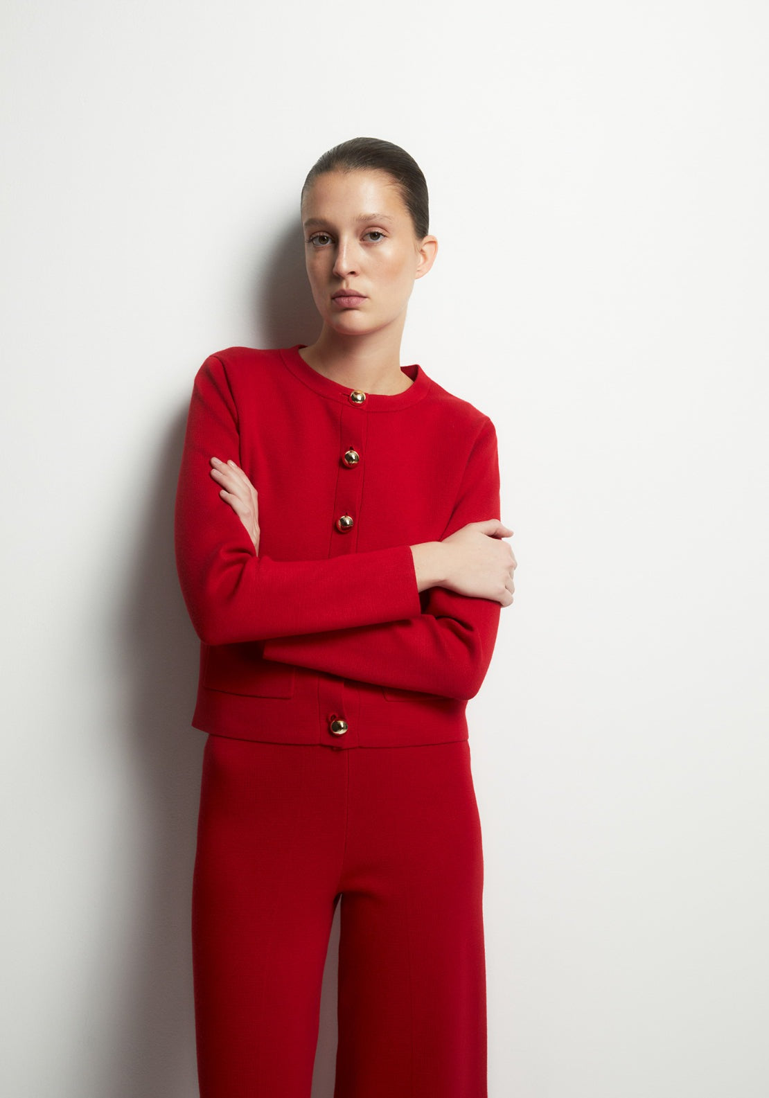 Plain Cardigan - Red