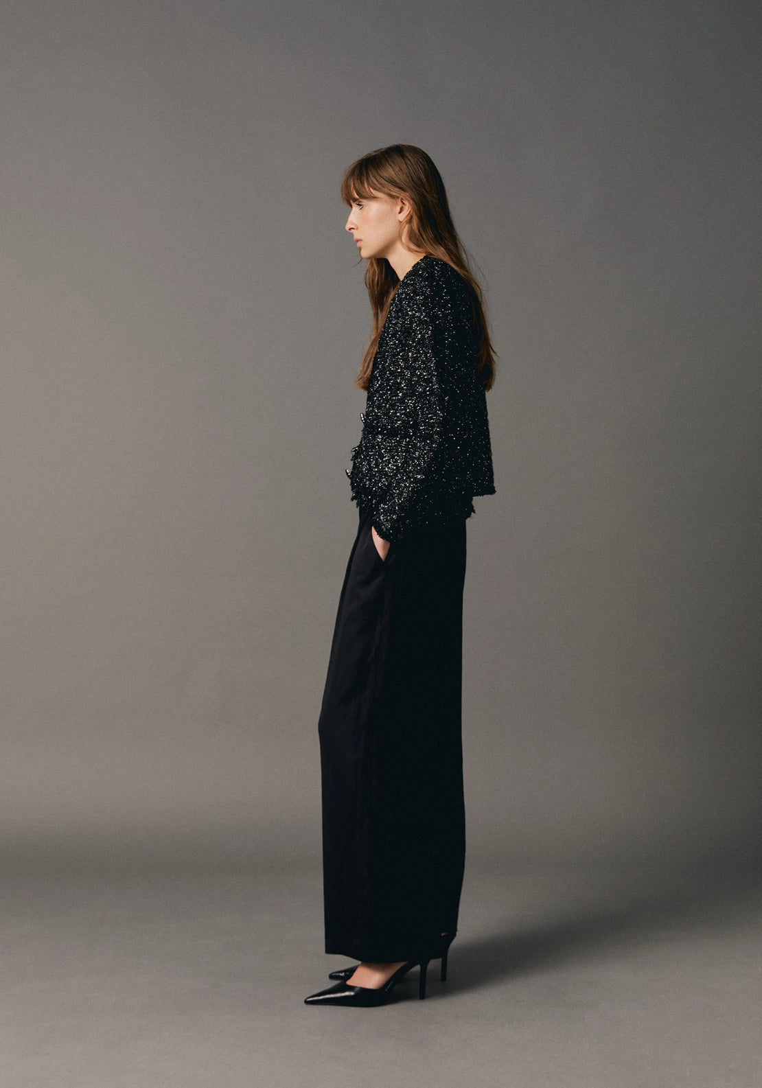 Sparkly Tweed Jacket - Black