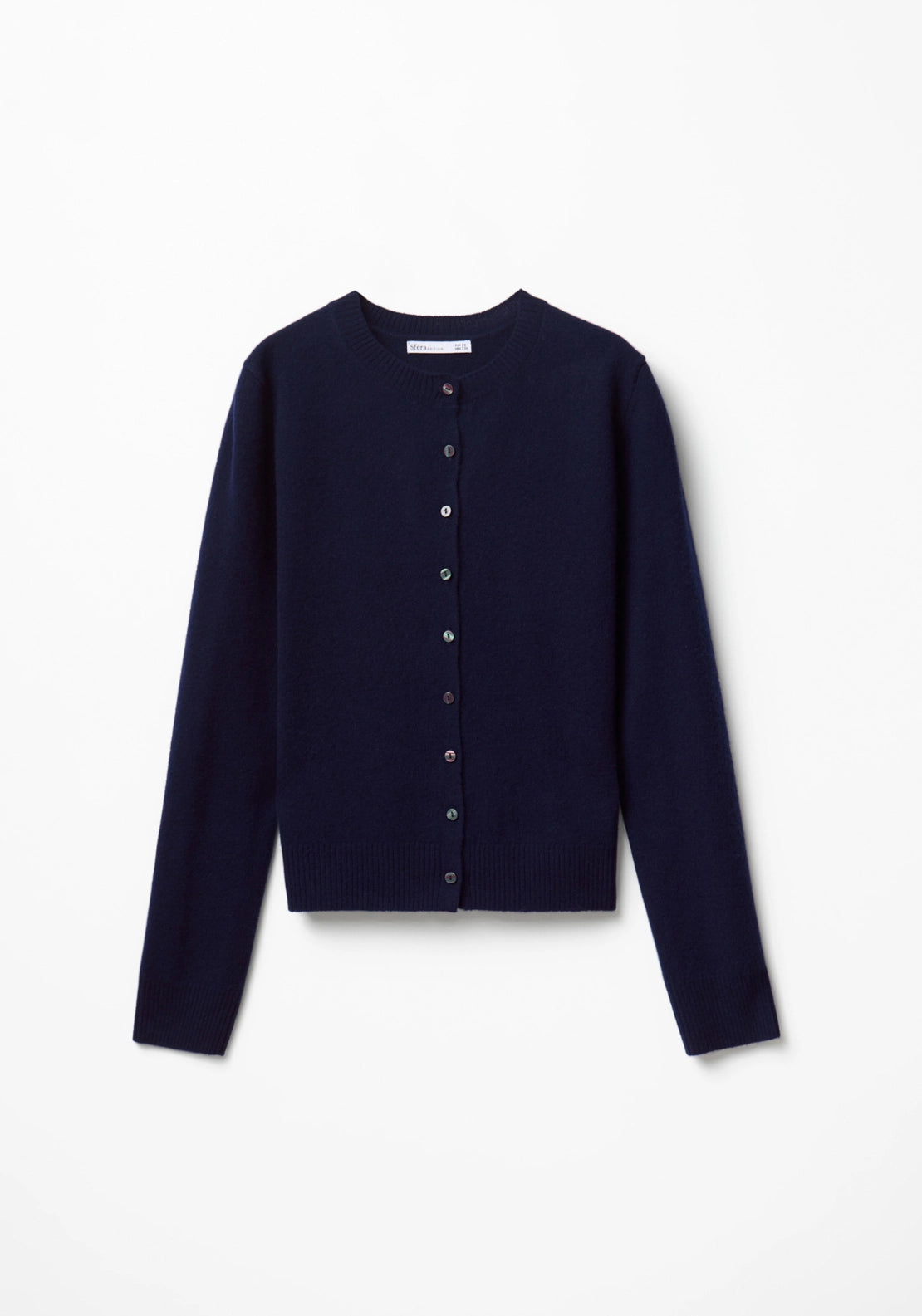 100% Wool Button Cardigan - Navy Blue