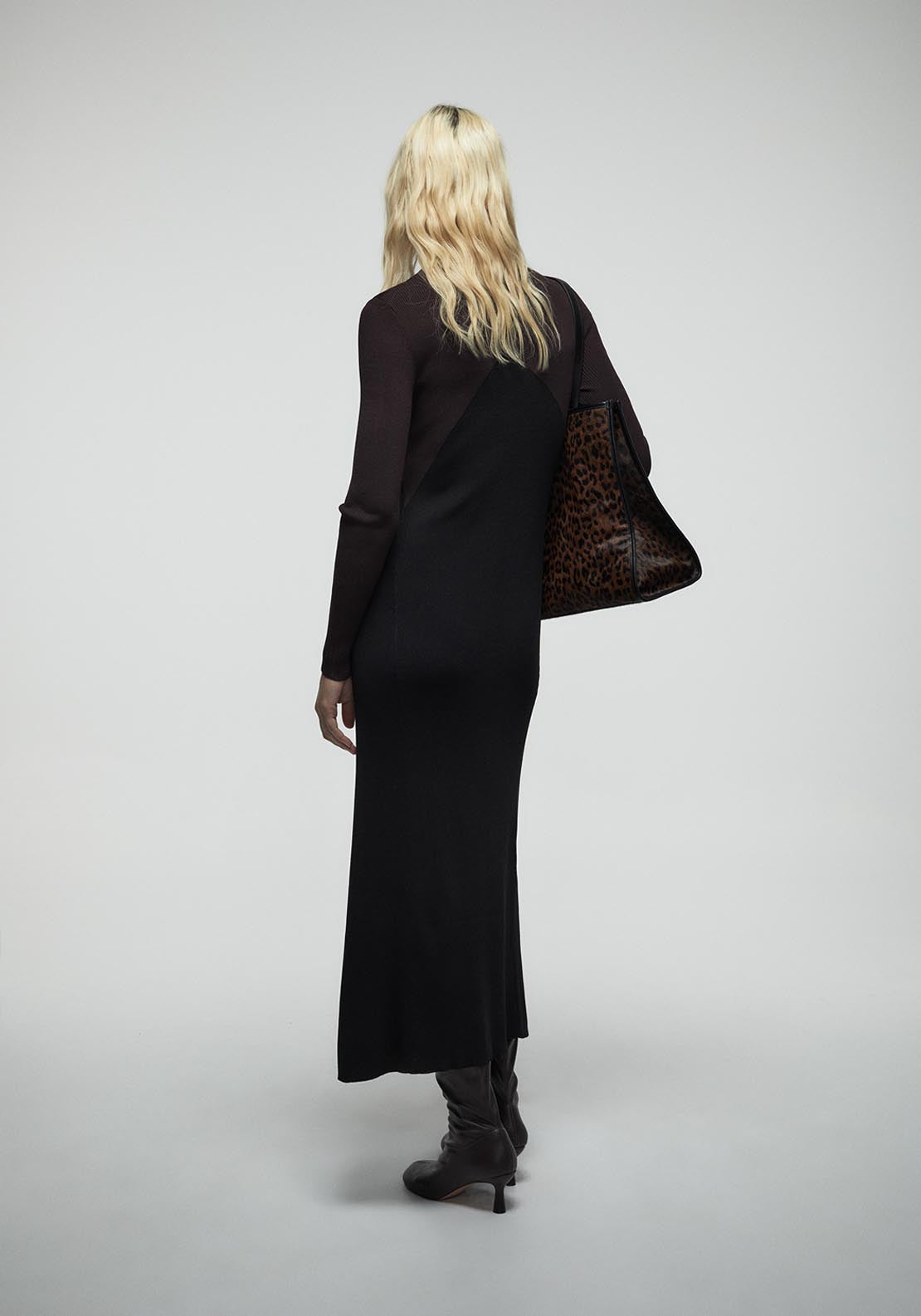 Sfera Two Tone Yoke Dress - Black 2 Shaws Department Stores